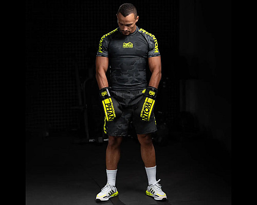 Рукавички боксерські з бинтами Phantom APEX Elastic Neon 14 унцій, чорно-жовті