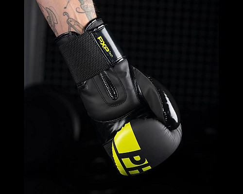 Рукавички боксерські з бинтами Phantom APEX Elastic Neon 14 унцій, чорно-жовті