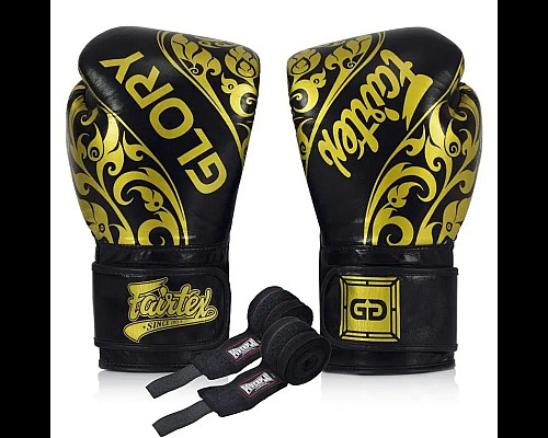 Рукавички боксерські з бинтами Fairtex BGVG2 Velcro розмір 14 унцій, чорні