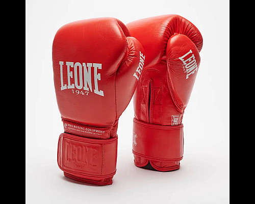 Рукавички боксерські шкіряні з бинтами Leone GN111 THE GREATEST розмір 16 унцій, червоні