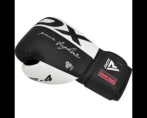 Рукавички боксерські з капою RDX F4 Hook&Loop розмір 12 унцій, чорно-білі