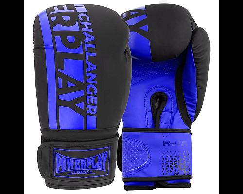Рукавички боксерські PowerPlay 3086 Challenger Matt розмір 10 унцій, чорно-сині