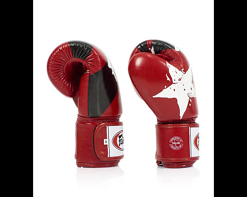 Рукавички боксерські з бинтами Fairtex BGV1 Nation Print 14 унцій, червоні