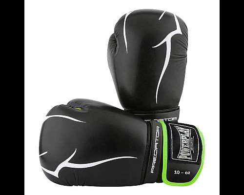 Рукавички боксерські PowerPlay 3018 Jaguar 10 унцій, чорно-зелені