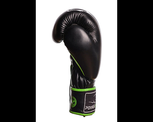 Рукавички боксерські PowerPlay 3018 Jaguar 10 унцій, чорно-зелені