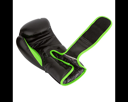 Рукавички боксерські PowerPlay 3018 Jaguar 10 унцій, чорно-зелені