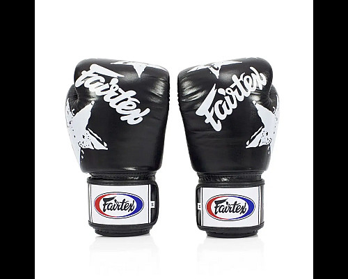 Рукавички боксерські з бинтами Fairtex BGV1 Nation Print 16 унцій, чорні