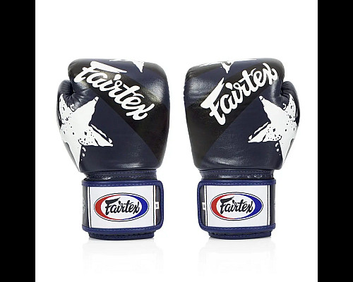 Рукавички боксерські з бинтами Fairtex BGV1 Nation Print 12 унцій, темно-сині