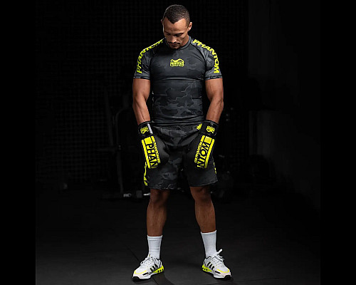 Рукавички боксерські з бинтами Phantom APEX Elastic Neon 16 унцій, чорно-жовті