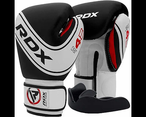 Рукавички боксерські дитячі з капою RDX 4B Robo Kids розмір 6 унцій, чорно-білі