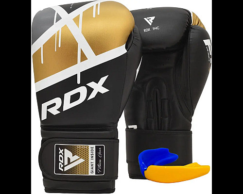 Рукавички боксерські з капою RDX F7 Ego розмір 16 унцій, чорно-золотисті