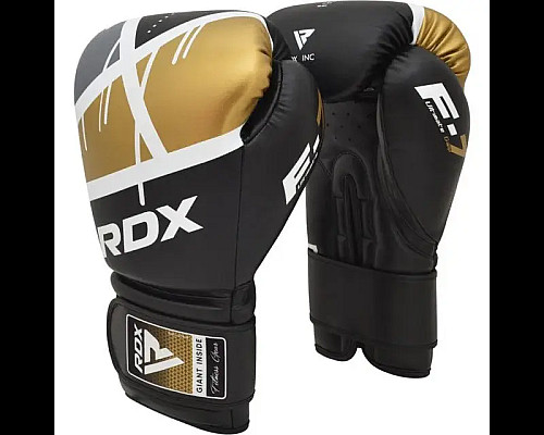 Рукавички боксерські з капою RDX F7 Ego розмір 16 унцій, чорно-золотисті