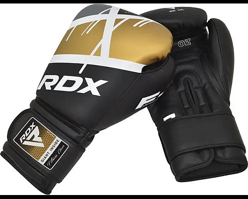 Рукавички боксерські з капою RDX F7 Ego розмір 16 унцій, чорно-золотисті