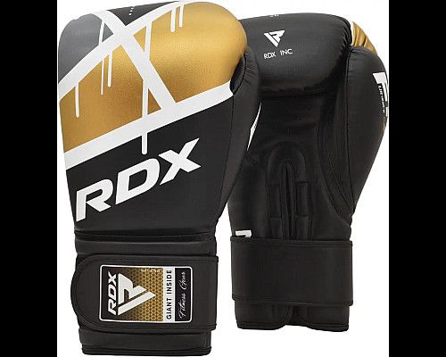 Рукавички боксерські з капою RDX F7 Ego розмір 16 унцій, чорно-золотисті