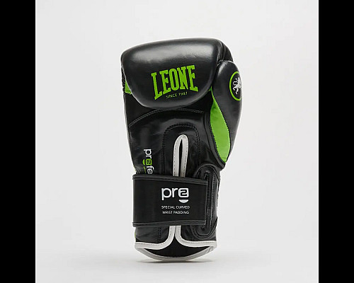 Рукавички боксерські з бинтами Leone GN115 PROFESSIONAL 2  розмір 16 унцій, чорно-зелені