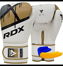 Рукавички боксерські з капою RDX F7 Ego розмір 8 унцій, біло-золотисті