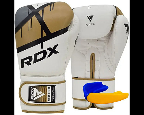 Рукавички боксерські з капою RDX F7 Ego розмір 8 унцій, біло-золотисті