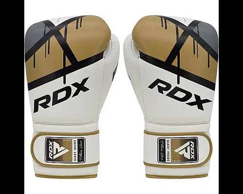 Рукавички боксерські з капою RDX F7 Ego розмір 8 унцій, біло-золотисті