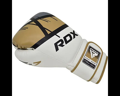 Рукавички боксерські з капою RDX F7 Ego розмір 8 унцій, біло-золотисті
