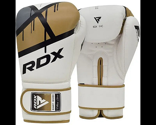 Рукавички боксерські з капою RDX F7 Ego розмір 8 унцій, біло-золотисті