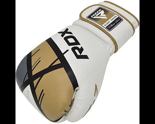 Рукавички боксерські з капою RDX F7 Ego розмір 8 унцій, біло-золотисті