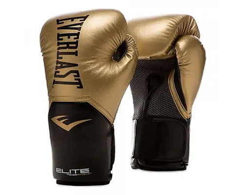 Боксерські рукавиці Everlast ELITE TRAINING GLOVES 10 унцій, чорно-золотисті