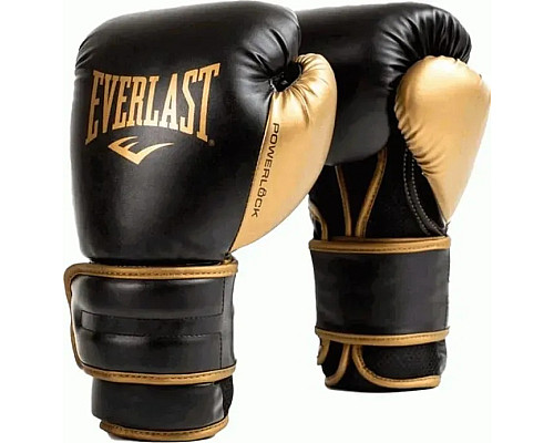 Боксерські рукавиці EVERLAST POWERLOCK 2R TRAINING GLOVE 16 унцій, чорно-золотистий