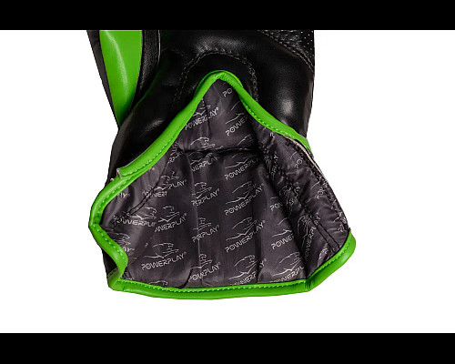 Рукавички боксерські PowerPlay 3018 Jaguar 12 унцій, чорно-зелені