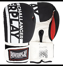 Рукавички боксерські PowerPlay 3086 Matt Challenger розмір 12 унцій, чорно-білі