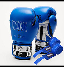 Рукавички боксерські з бинтами Leone GN208 ICONIC розмір 16 унцій, сині