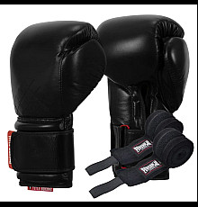 Рукавички боксерські з бинтами TITLE Ko-Vert 16 унцій, чорні