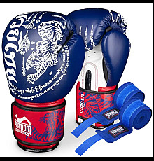 Рукавички боксерські з бинтами Phantom Muay Thai 10 унцій, сині