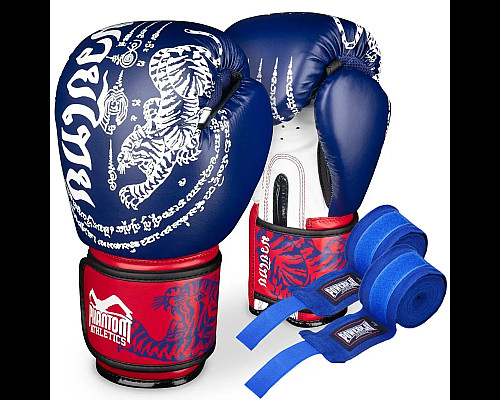 Рукавички боксерські з бинтами Phantom Muay Thai 10 унцій, сині