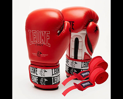 Рукавички боксерські з бинтами Leone GN208 ICONIC розмір 12 унцій, червоні