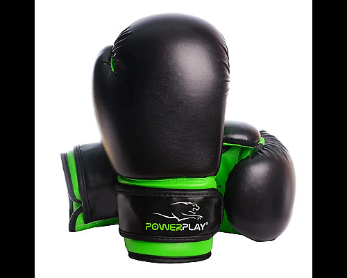 Рукавички боксерські PowerPlay 3004 JR Classic 6 унцій, чорно-зелені