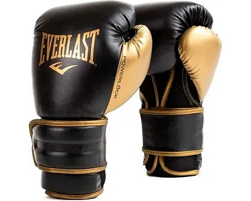 Боксерські рукавиці Everlast POWERLOCK 2R TRAINING GLOVE 10 унцій, чорно-золотисті