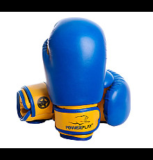 Рукавички боксерські PowerPlay 3004 JR Classic 6 унцій, синьо-жовті 