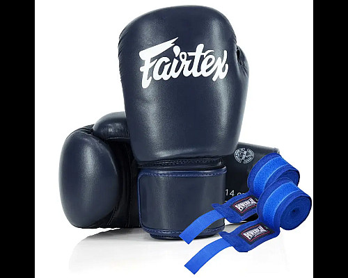 Рукавички боксерські з бинтами Fairtex Amateur BGV27 16 унцій, темно-сині