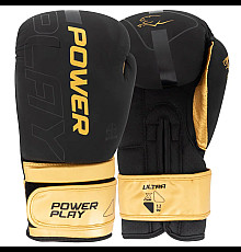 Рукавички боксерські PowerPlay 3024 Ultra Mat розмір 16 унцій, чорно-золотисті