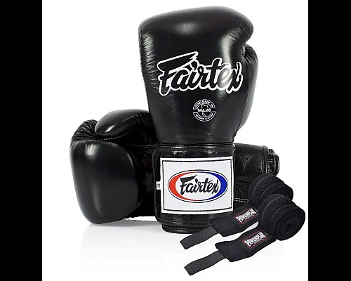 Рукавички боксерські з бинтами Fairtex Super Sparring BGV5 10 унцій, чорні