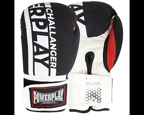 Рукавички боксерські PowerPlay 3086 Matt Challenger розмір 10 унцій, чорно-білі