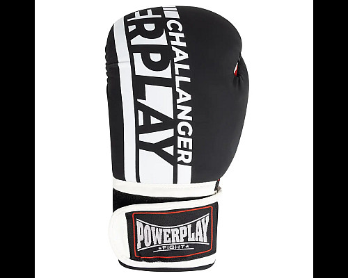 Рукавички боксерські PowerPlay 3086 Matt Challenger розмір 10 унцій, чорно-білі