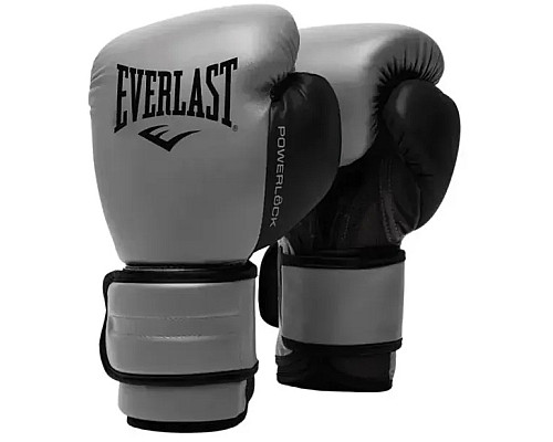 Боксерські рукавиці Everlast POWERLOCK 2R TRAINING GLOVE 14 унцій, сірі