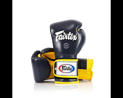 Рукавички боксерські з бинтами Fairtex Mexican BGV9 12 унцій, синьо-жовті