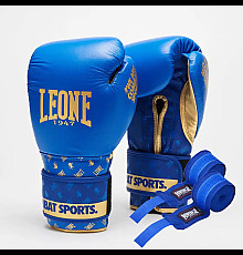 Рукавички боксерські з бинтами Leone GN220 DNA розмір 16 унцій, сині