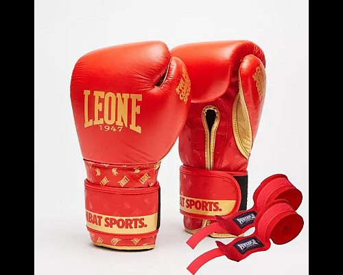 Рукавички боксерські з бинтами Leone GN220 DNA розмір 10 унцій, червоні