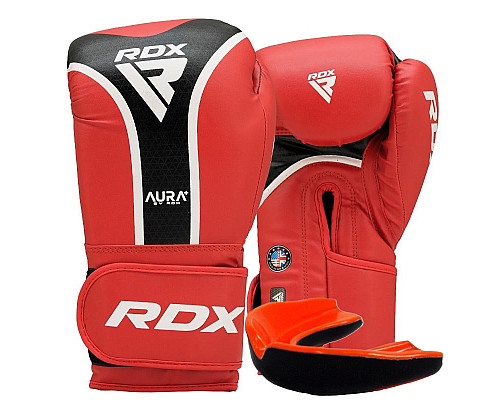 Рукавички боксерські з капою RDX AURA PLUS T-17 розмір 16 унцій, чорно-червоні