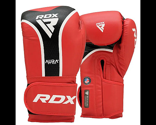 Рукавички боксерські з капою RDX AURA PLUS T-17 розмір 16 унцій, чорно-червоні