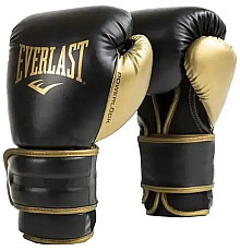 Боксерські рукавиці EVERLAST POWERLOCK 2R TRAINING GLOVE 14 унцій, чорно-золотисті