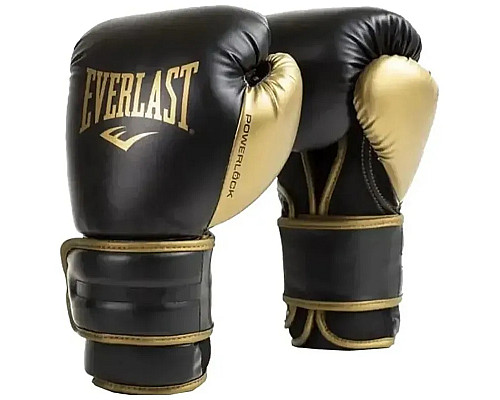 Боксерські рукавиці EVERLAST POWERLOCK 2R TRAINING GLOVE 14 унцій, чорно-золотисті